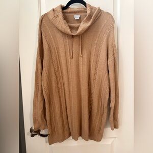 Chico's Tan Cowl Neck Cashmere Sweater
